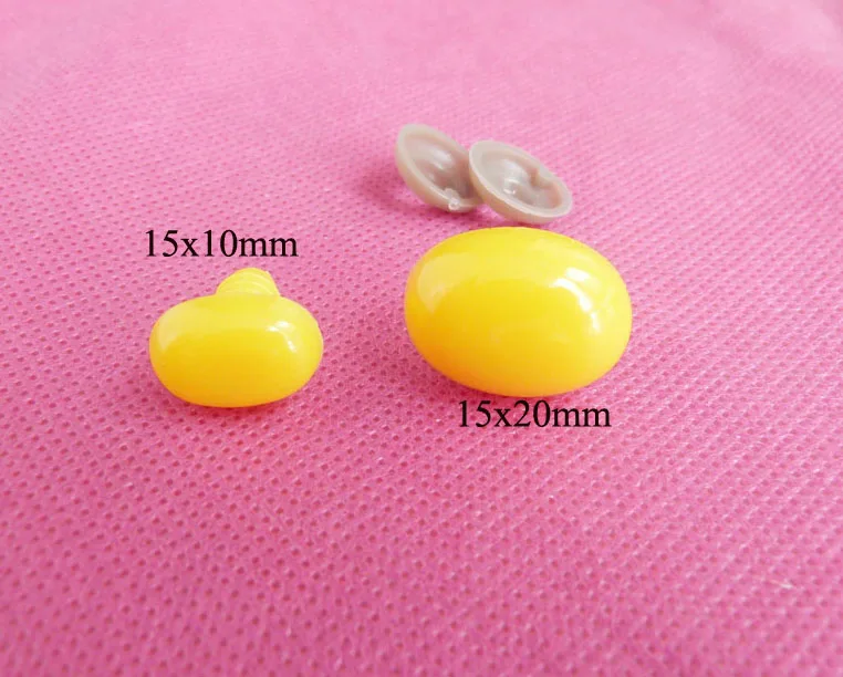 200 unids/lote 15x10mm y 15x20mm forma ovalada color amarillo juguete de seguridad de plástico narices y arandela suave para accesorios de muñecos de peluche diy