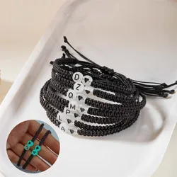 Luminous 26 Letters Initial Heart Charms Bracelets Handmade Adjustable A-Z Braided Bracelets for Women Men Friendship Jewelry