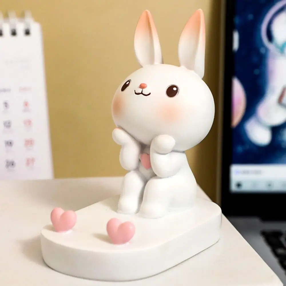 

Resin Rabbit Phone Stand Multi-functional Anti-slip Cat Mobile Phone Holder Portable Cute Cat Desk Lazy Bracket