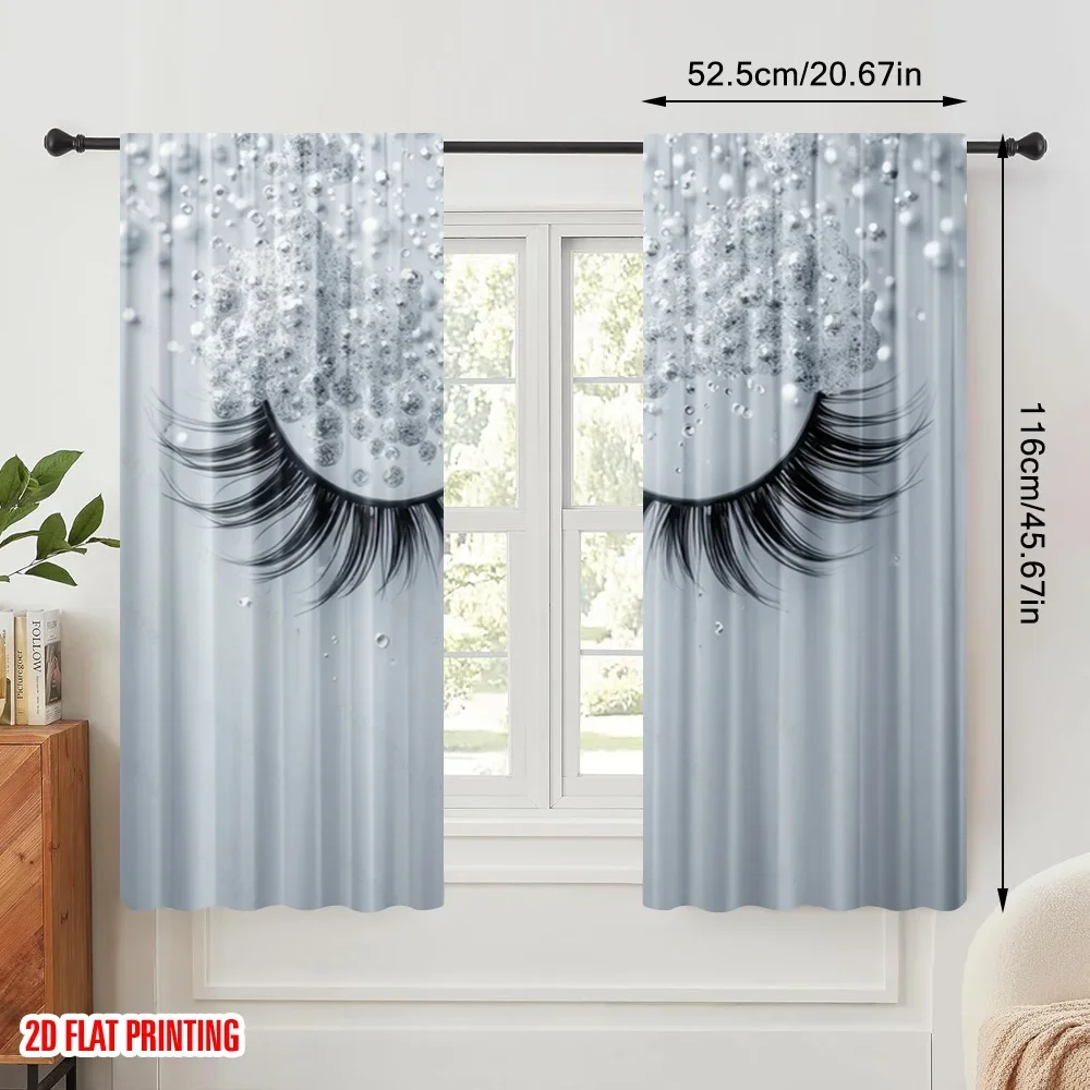 2pcs,2D plane printing Curtain Popular Bubble Lashes Versatile Durable Polyester (without rod) Decorations Outdoor Perfect for