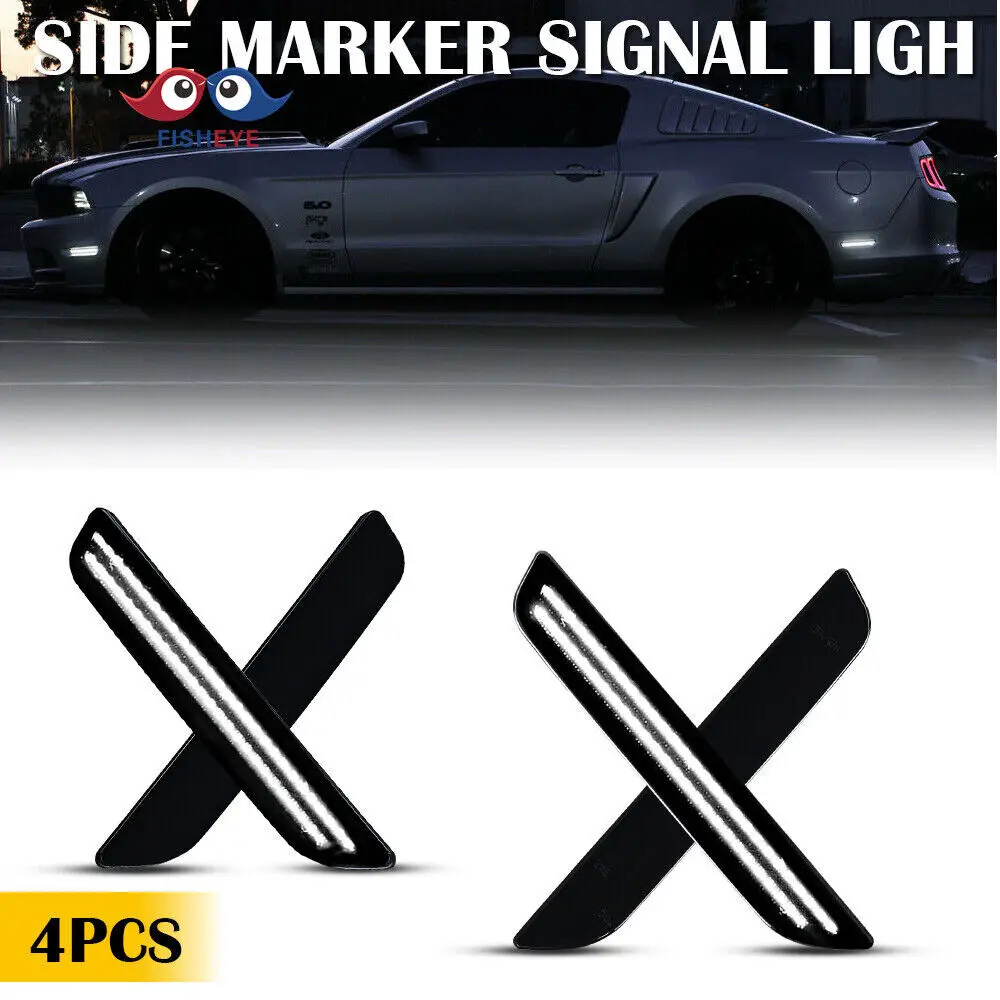 

Side Marker Light For Ford Mustang 2010-2014 White Full LED Front Rear Bumper Accessories Car Turn Signal Lights Plug & Play