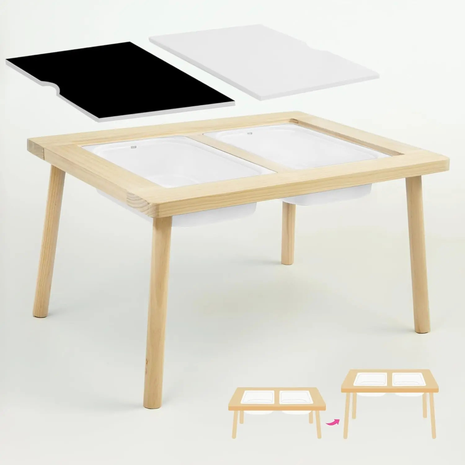 Amoona-Table mentaires orielle multi-activités qui grandit avec votre enfant Réglable recommandé pour les enfants âgés de 1 à 6 ans. 2 bacs pleine grandeur inclus,