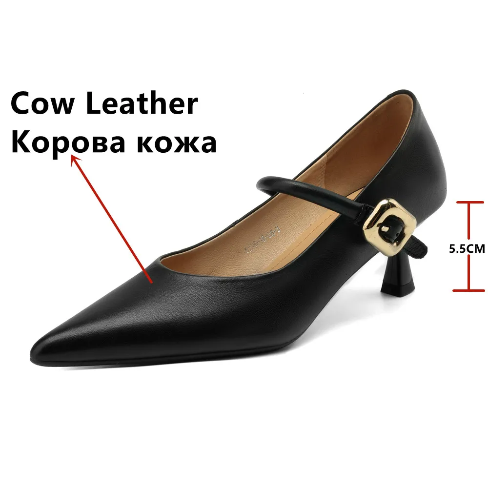 FEDONAS Elegant Women Pumps Thin High Heels Pointed Toe Office Lady Buckle Strap Shoes Woman Genuine Leather Pumps Spring Summer