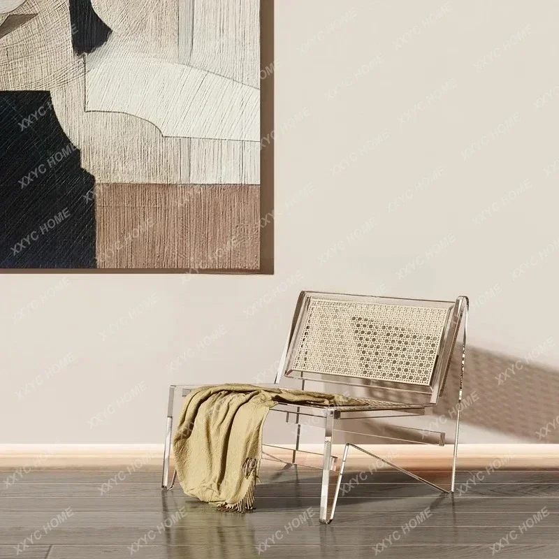 A  Acrylic transparent creative sofa chair modern minimalist rattan sofa single leisure chair