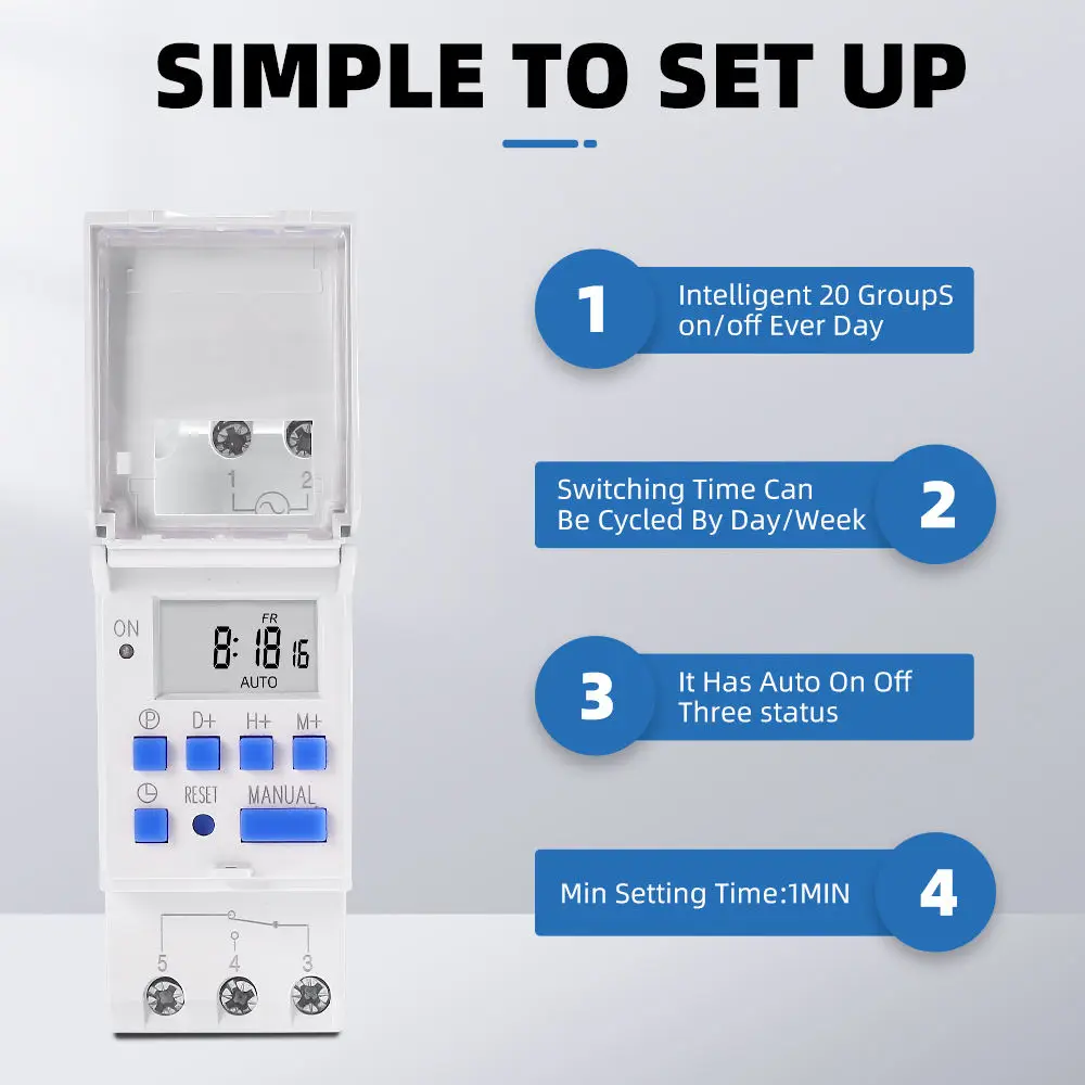 5pcs MINI The Access Controller Digital Timer Switch THC-15A Programmable Analogue Timer Switch Staircase Time Switch 12v 220v