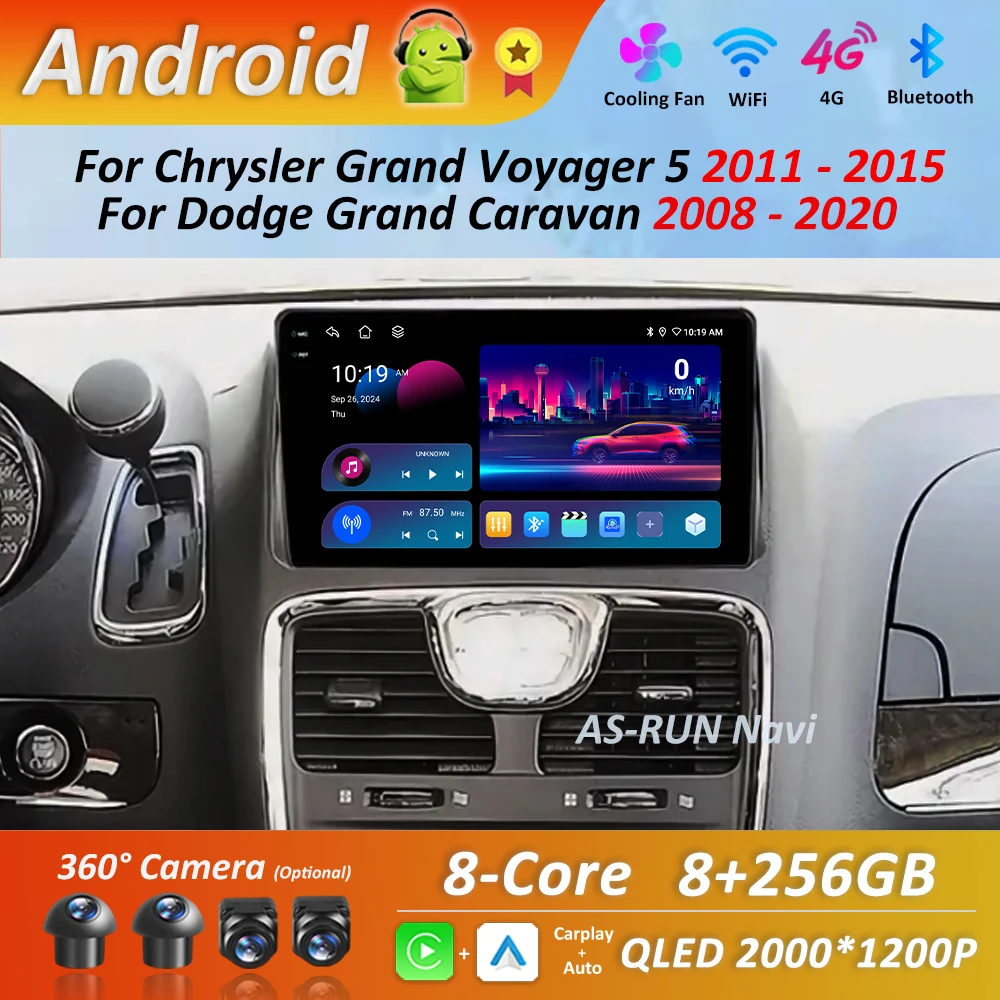 Para chrysler grand voyager 5 2011 - 2015 para dodge grand caravan 2008 - 2020 android rádio do carro reprodutor multimídia gps navi bt 4g