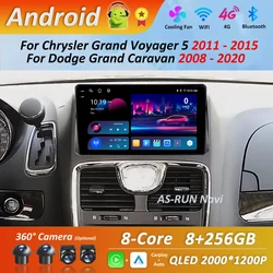 for Chrysler Grand Voyager 5 2011 - 2015 For Dodge Grand Caravan 2008 - 2020 Android Car Radio Multimedia Player GPS Navi BT 4G