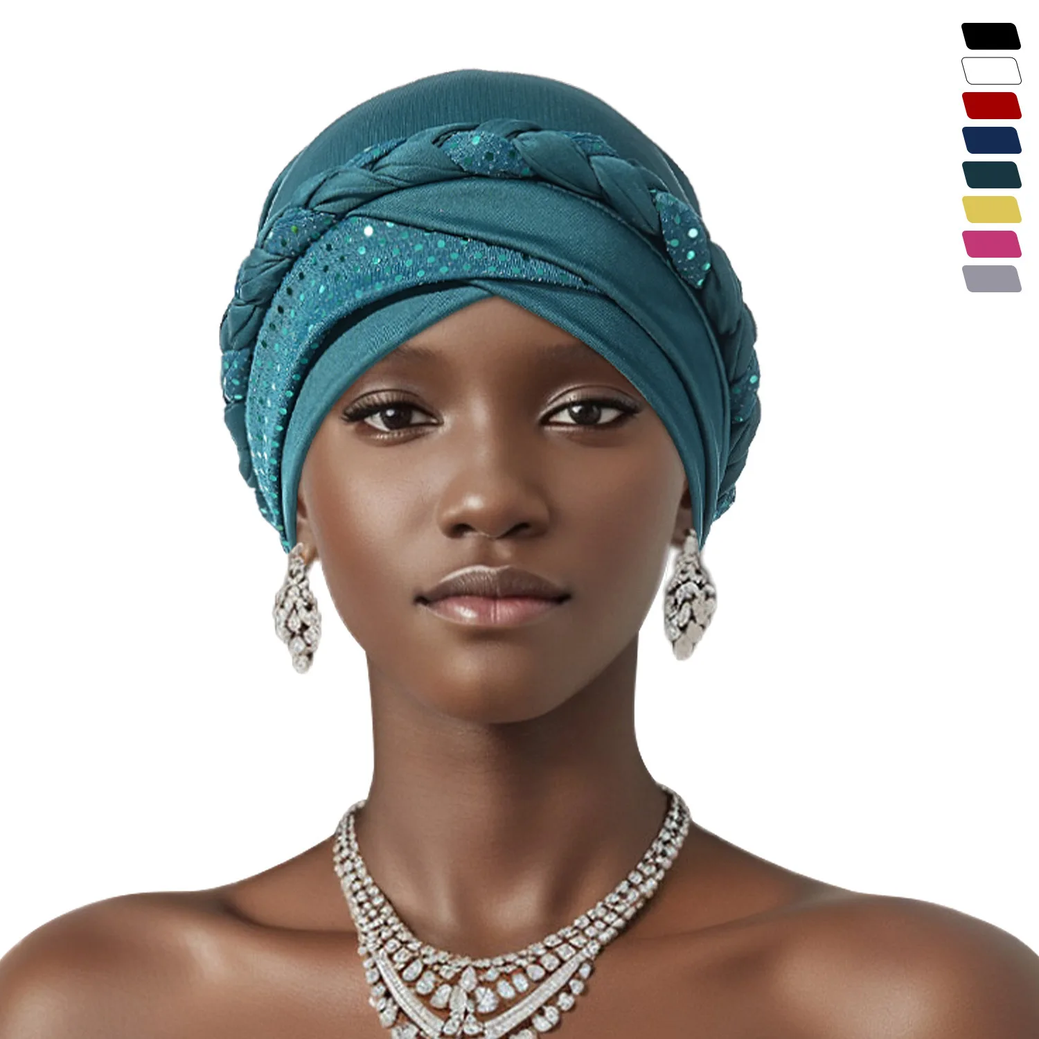 

Африканская женская повязка на голову с блестками, свадебный чепчик, Нигерия, готовый головной убор, тюрбан, кепка для женщин, автогель, головной убор, чехол