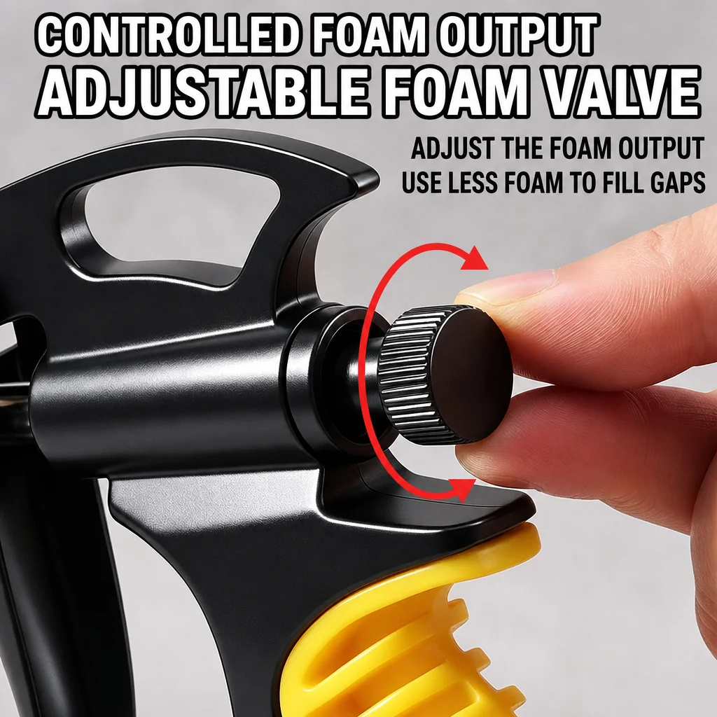 PTFE Coated PU Foam Gun Metal No Clean Polyurethane Sealant Applicator Durable Caulking Tool For Construction Home Renovation