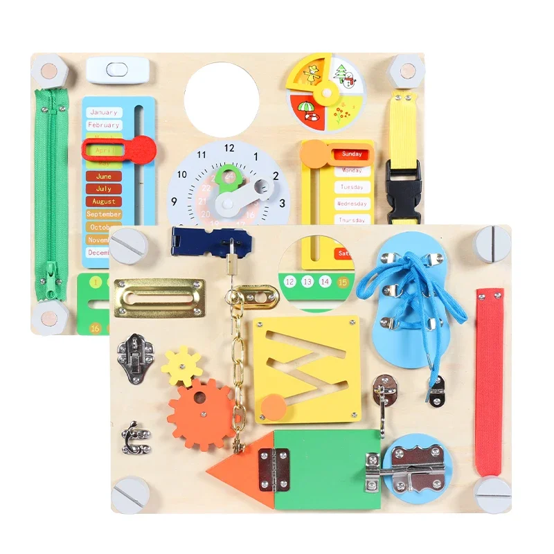 2022 New Wooden Double Sided Activity Busy Board Handheld Other Baby Kids Felt Sensory Classic Educational Toys For children CE