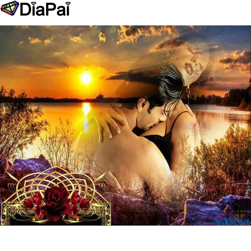 

DIAPAI 5D DIY Diamond Painting 100% Full Square/Round Drill "Sunset couple" Diamond Embroidery Cross Stitch 3D Decor A23373