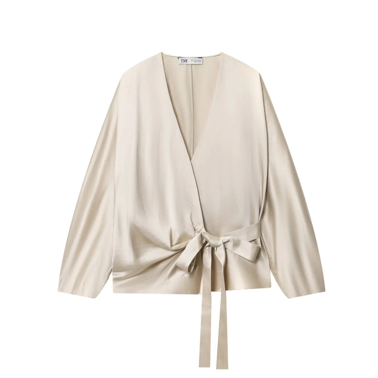 

Элегантные женские осенние свободные рубашки на шнуровке, новые женские кимоно, топ с v-образным вырезом и длинными рукавами, блузки Mujer