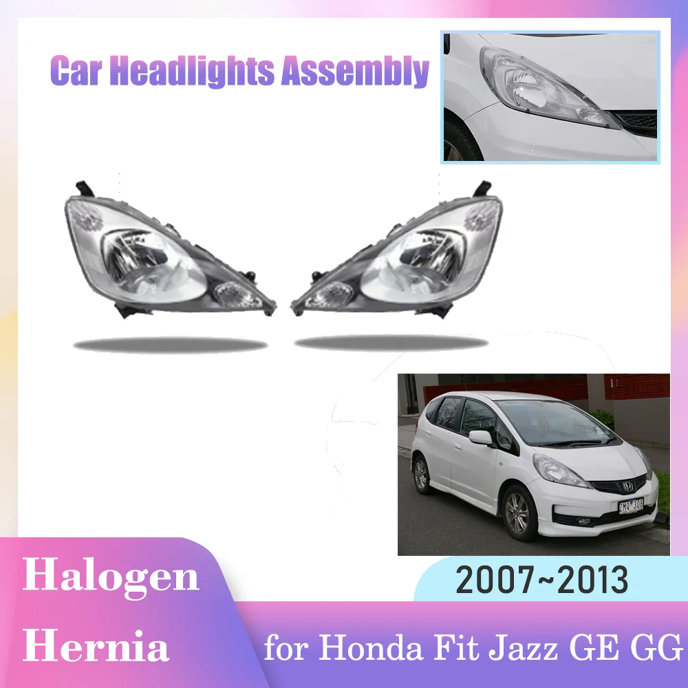 Car Headlights Assembly for Honda Fit Jazz Sport GE GG 2007~2013 2008 Fog Light Halogen Corner Side Lamp Warning LED Accessories