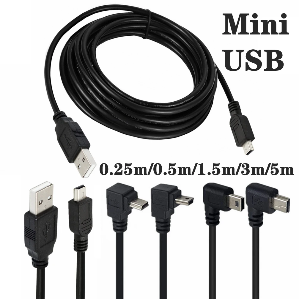 90 stopni Mini USB 5Pin do USB szybki ładowarki danych krótki kabel 1m 3 m 5m dla MP3 MP4 odtwarzacz samochodowy DVR GPS aparat cyfrowy HD Smart TV