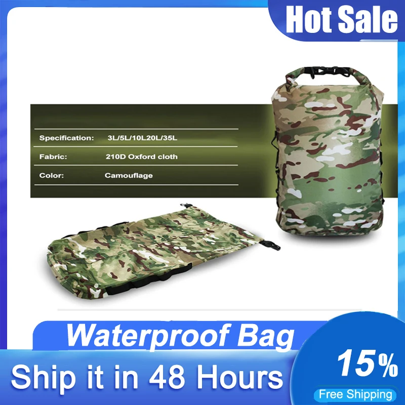 Waterproof Swimming Bag Dry Sack Camouflage Fishing Boating Kayaking Storage Bag Drifting Rafting Dry Bags Large Capacity Pouch