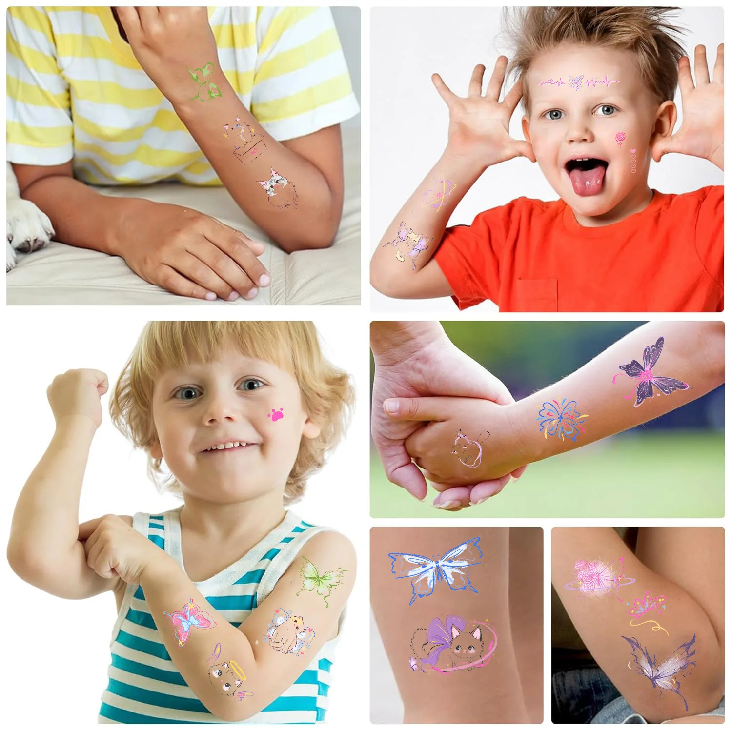 Waterproof Temporary Tattoo Stickers Butterfly Cat Secret Silly Humorous for Festival Party Favor Gift Face Decoration