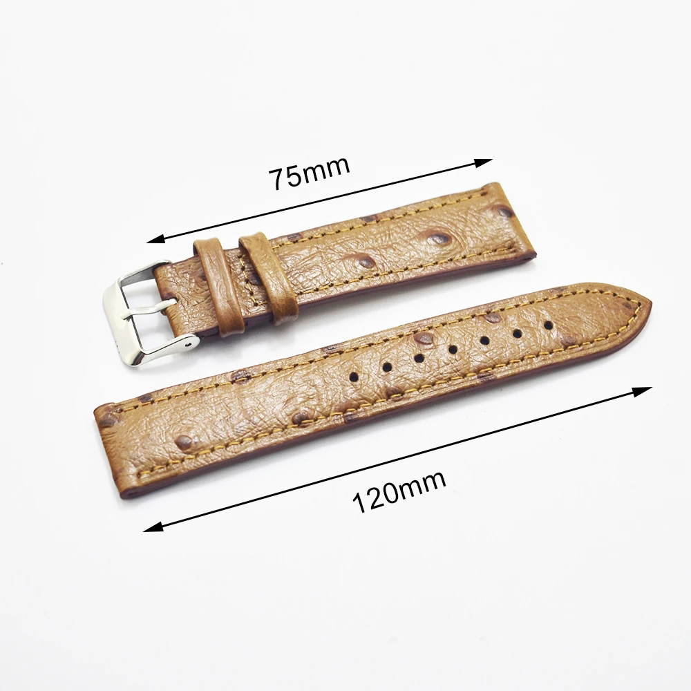 Handmade Ostrich Pattern Leather Watchbands 18mm 20mm 22mm 24mm Tan Watch Strap Women Men Quick Release Replacement Wrist Band