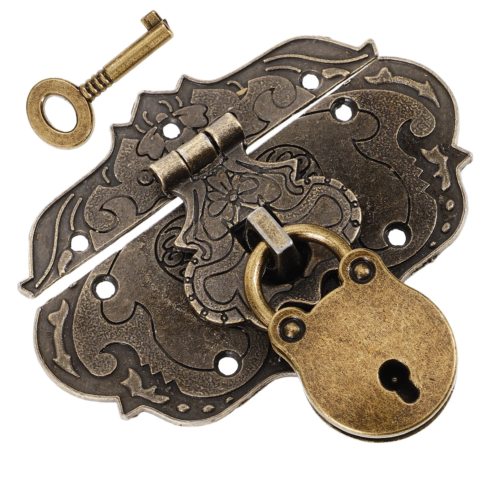 1Set Small Bear Hasp Buckle Vintage Wooden Jewelry Decorative Gift Box Clasp Latch Metal Hasp Lock for Packaging
