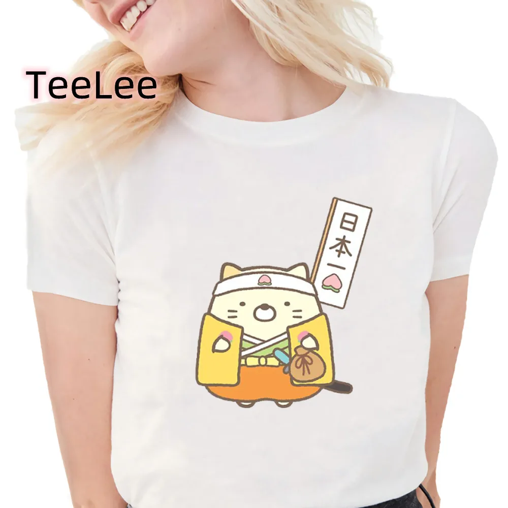 Kawaii Takoyaki T-shirts Sumikko Gurashi Women T-shirt Cute Cartoon Print Manga Tops Tee Short Sleeved Summer Graphic Shirts