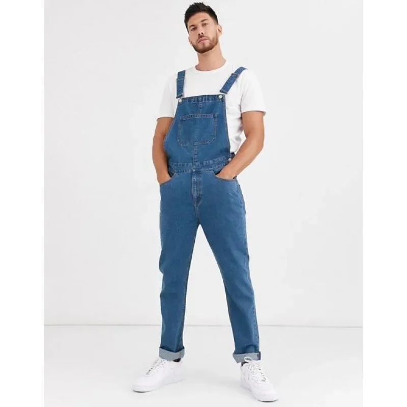 

Новые мужские джинсовые комбинезоны свободного кроя 2026 года (Европа/Америка), средней длины, повседневные, дышащие, из полиэфирного волокна, защитная одежда для дождливой погоды