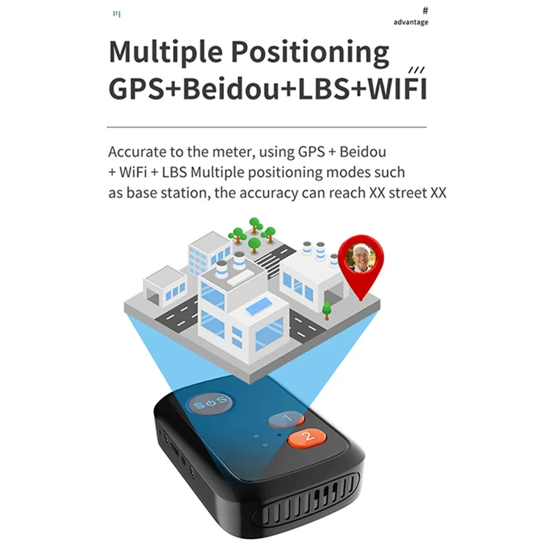 GPS + Beidou Tracker RF-V51 WIFI Compatible with 4G LTE/3G WCDMA/2G GSM SOS Alarm Two-Way Voice Tracking Waterproof(A) YDH