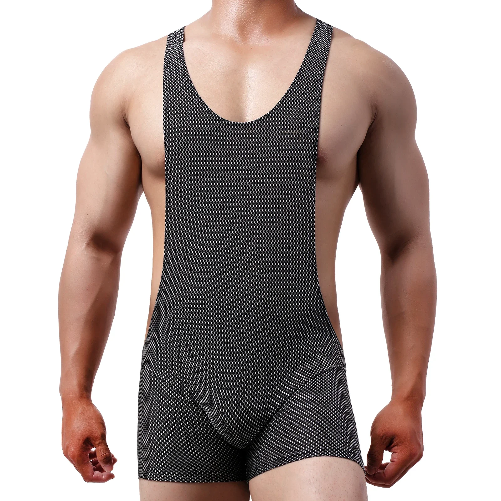 Sexy Mens Bodysuits Shorts Sports Gym Undershirt Fitness Bodybuilding Wrestling Singlet Jumpsuit Bugle Pouch Beachwear Sportwear