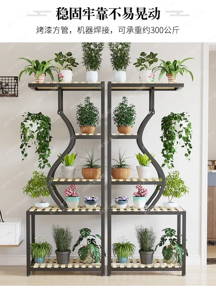

Flower stand partition flower shop balcony shelf creative wall living room floor-to-ceiling wrought iron flower pot shelf