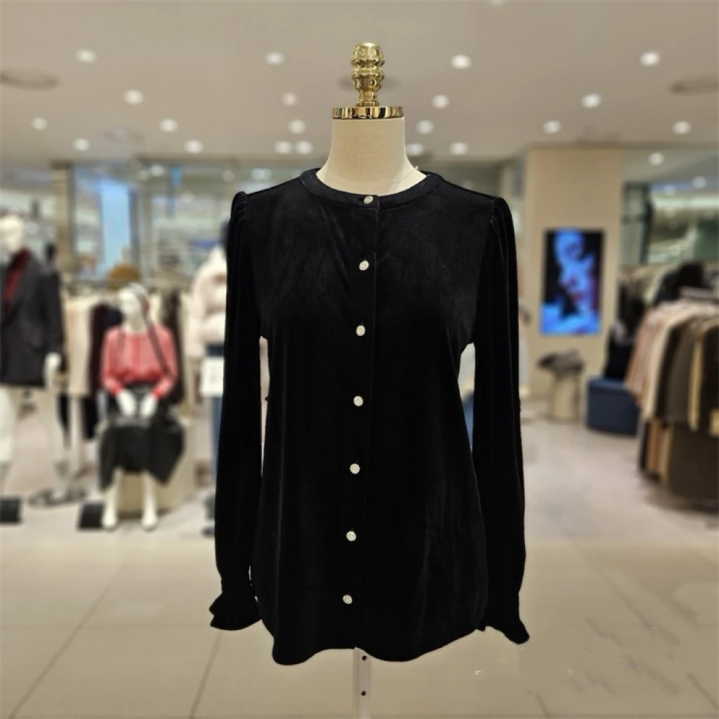 

Ele Velvet irt with Detachable Lace Collar Versatile Personali Women's Loose Fit Long Sve round Ne Warm irt