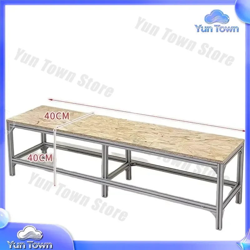 Retro Simple Long Stool with Round Table for Ozone Board Low Stool for Milk Tea Shop Cafe Aluminum Profile Dining Room