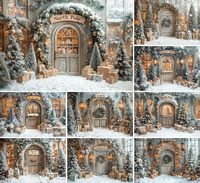 Mehofond Photography Background Winter Christmas North Pole Wood Door Xmas Gift Kids Family Portrait Decor Backdrop Photo Studio