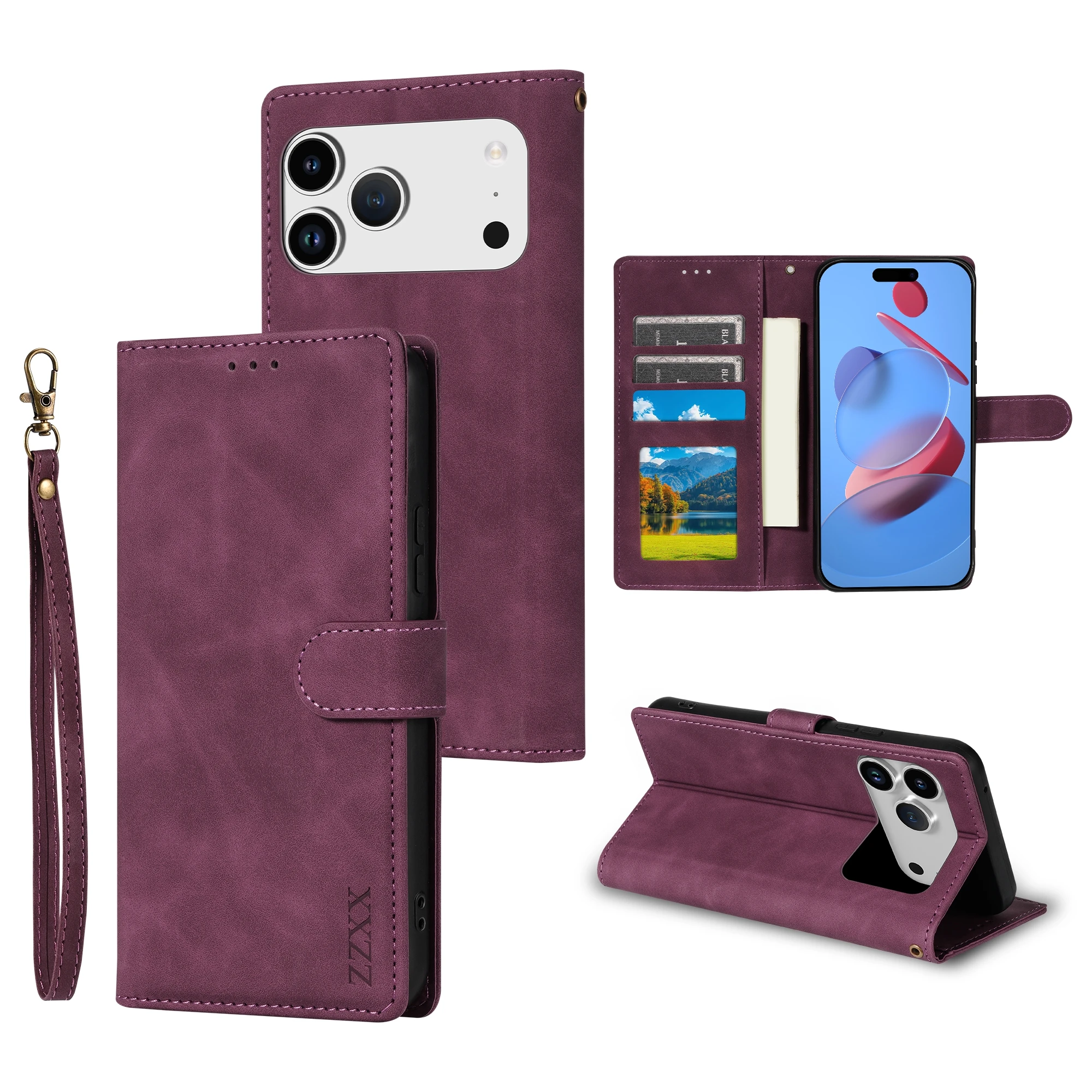 Portemonnee Huidvriendelijk Met Kaartsleuf Beugel Magnetische Flip Case Voor Apple iPhone Air 17 Pro Max 16e 15 Plus 14 13 12 11 XR Cover