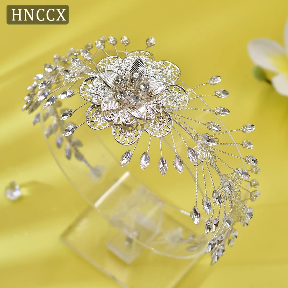 HNCCX Forehead  for Bride Handmade Alloy Flower Wedding Headband Hair Accessories Bridal Headdress Bridesmaid Gift CP553