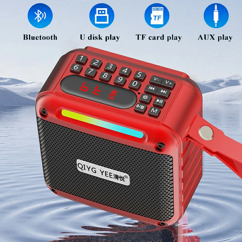 

Мини-портативная Bluetooth-колонка с беспроводным Hi-Fi звуком, перезаряжаемая, TWS, музыкальная колонка, диктофон с дисплеем, поддержка TF-карт и USB