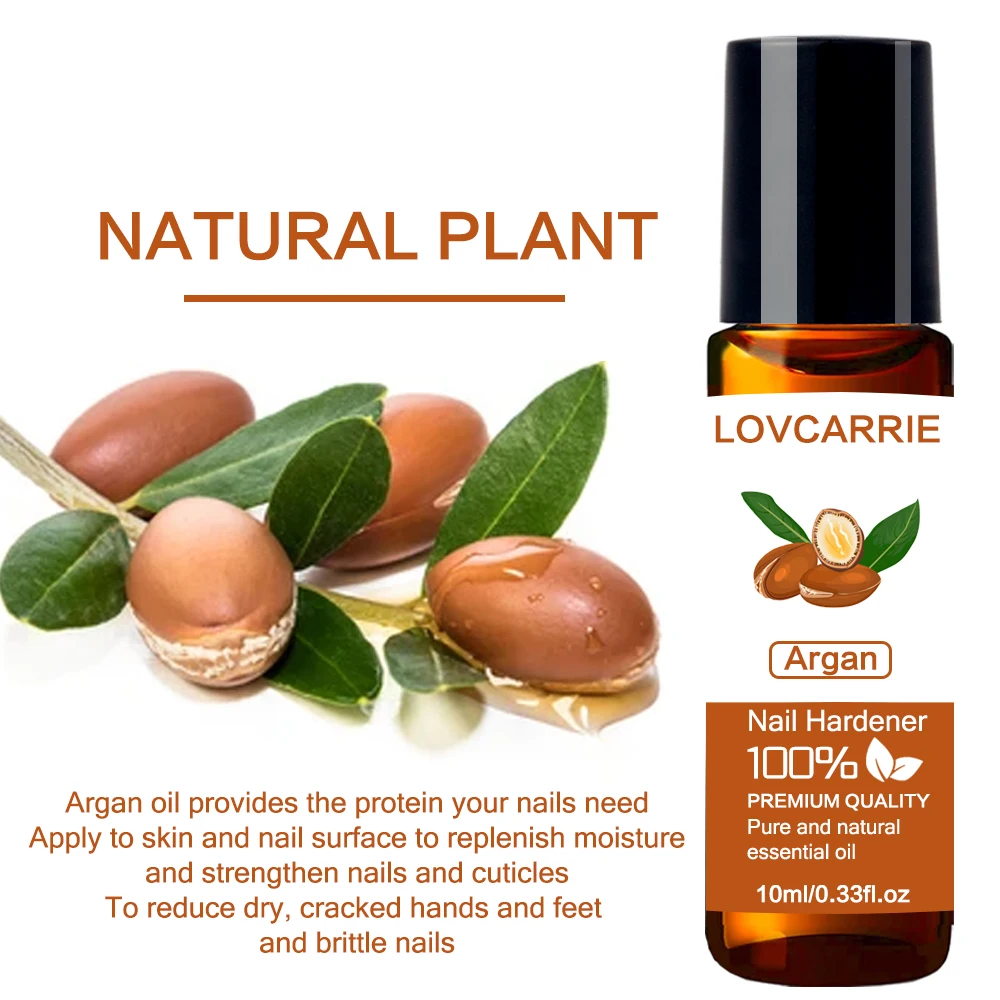 LOVCARRIE-Argan Natural Endurecedor de Pregos, Óleo Essencial, Óleo de Cutícula, Tratamento Nail Art, Reparar Unhas Danificadas, Qualidade Premium, 10ml