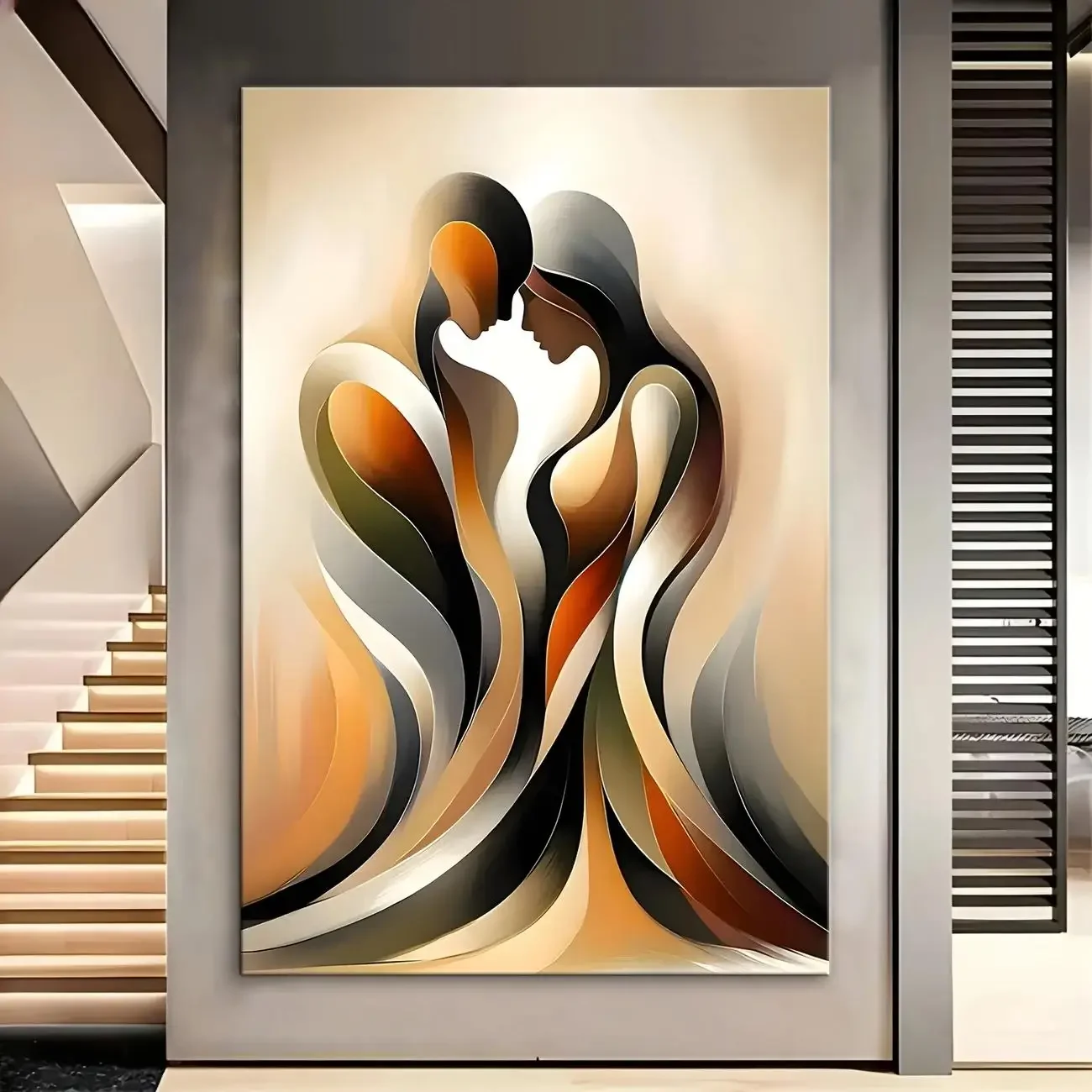 Decoración de habitación de estilo moderno, decoración de pared, pintura en lienzo, combinación de formas irregulares abstractas, elección de regalo creativa