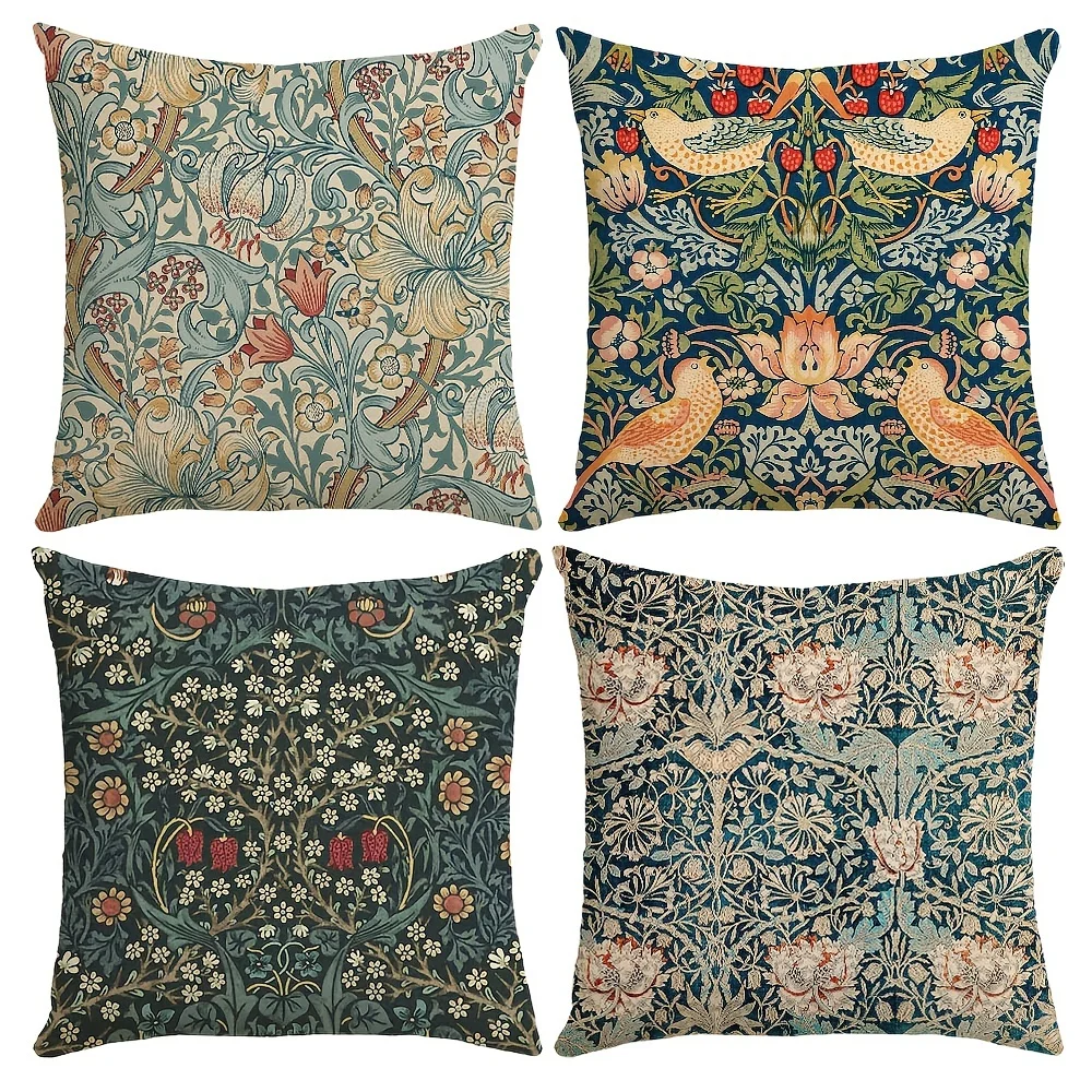 

1pc Floral Throw Pillow Covers, Vintage Floral Decorative Cushion Covers, Home Decor For Bedroom, Without Pillow Inserts