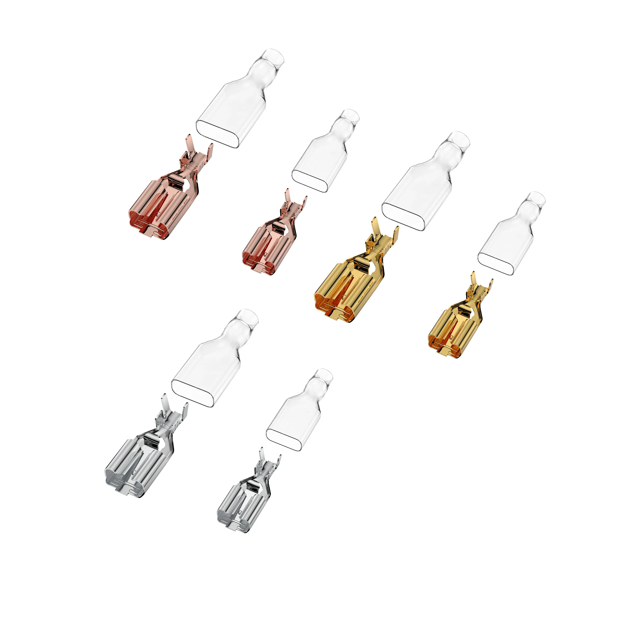 Viborg VP048 VP063 حذاء كابل مسطح مسطح مطلي بالذهب سلك الأذن إدراج محطة اللسان عرض 6.3/4.8 كابل تجعيد لـ IEC