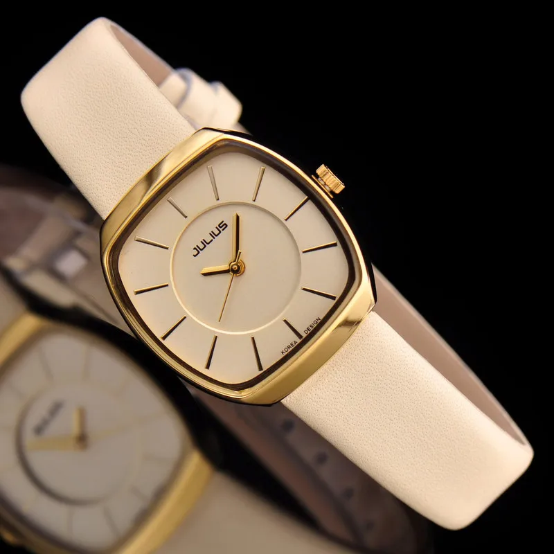 ผู้หญิงญี่ปุ่นนาฬิกาควอตซ์ใหญ่นาฬิกา Fine แฟชั่นสร้อยข้อมือหนังสแควร์ Girl ของขวัญวันเกิด 354