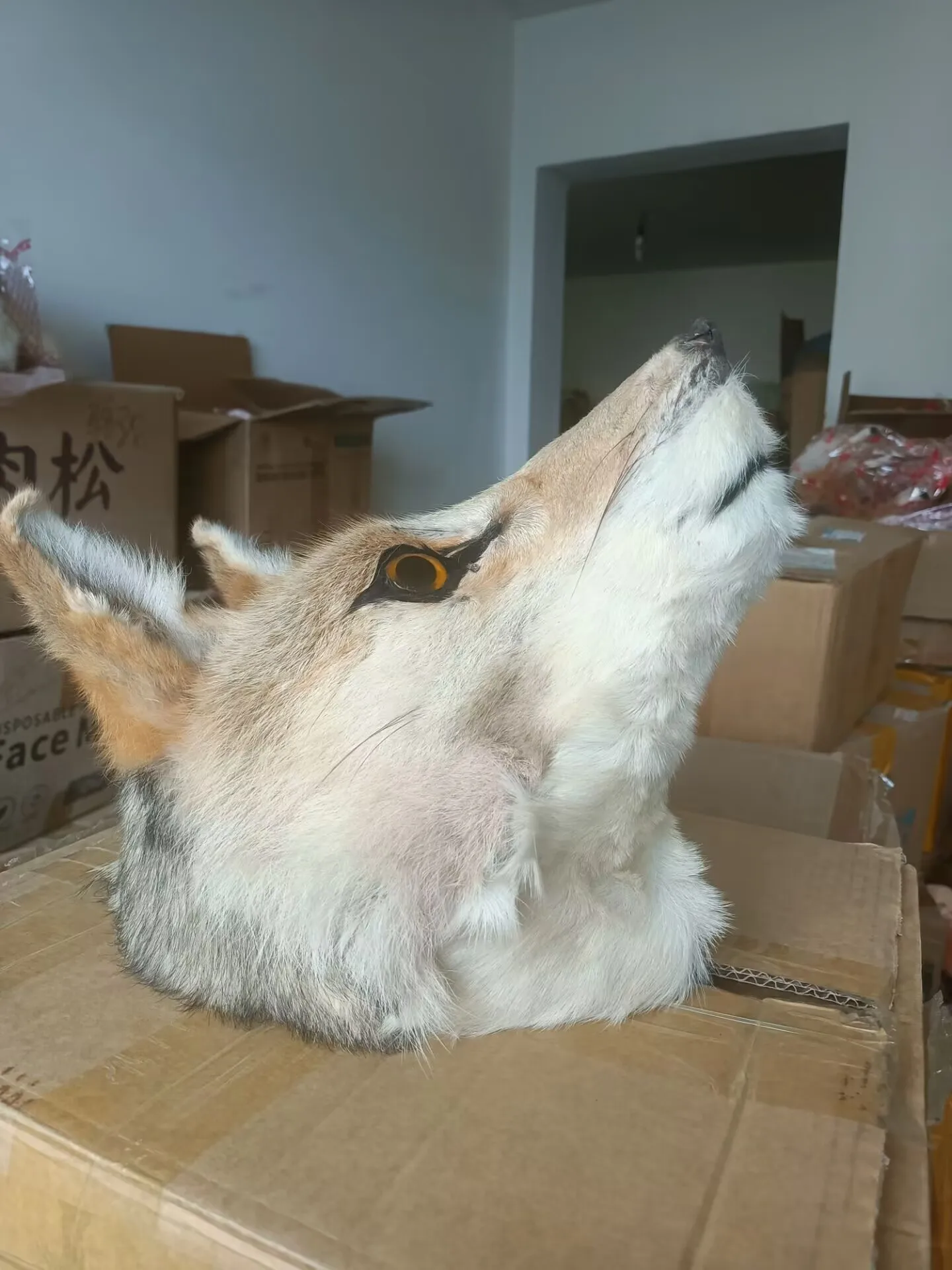 creative simulation plastic&fur wolf head model home decoration gift about 32cm T0067