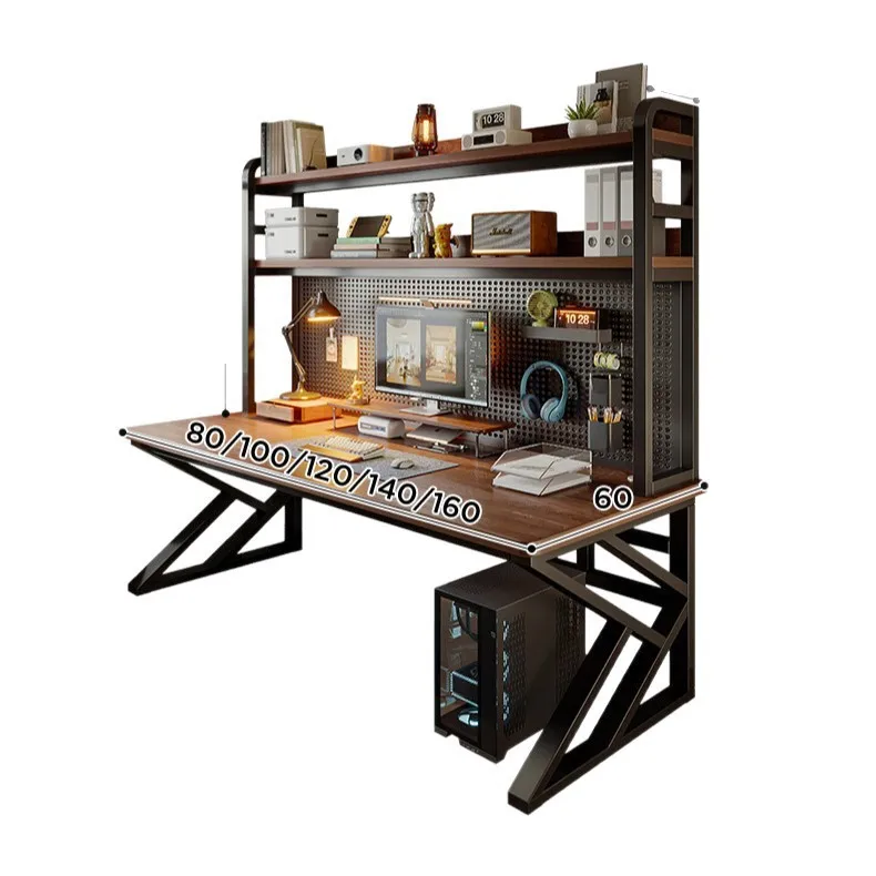 

Solid wood computer desktop hole board office student study table bedroom home desk bookshelf integrated