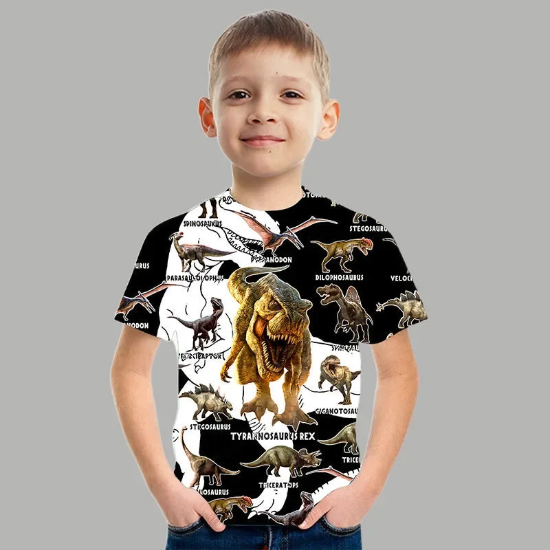 

3-14 Years Children's Clothing Dinosaur T Shirt For Boys Girls Summer Kids Top Short Sleeve Jurassic World T-Shirt 3D Print Tees