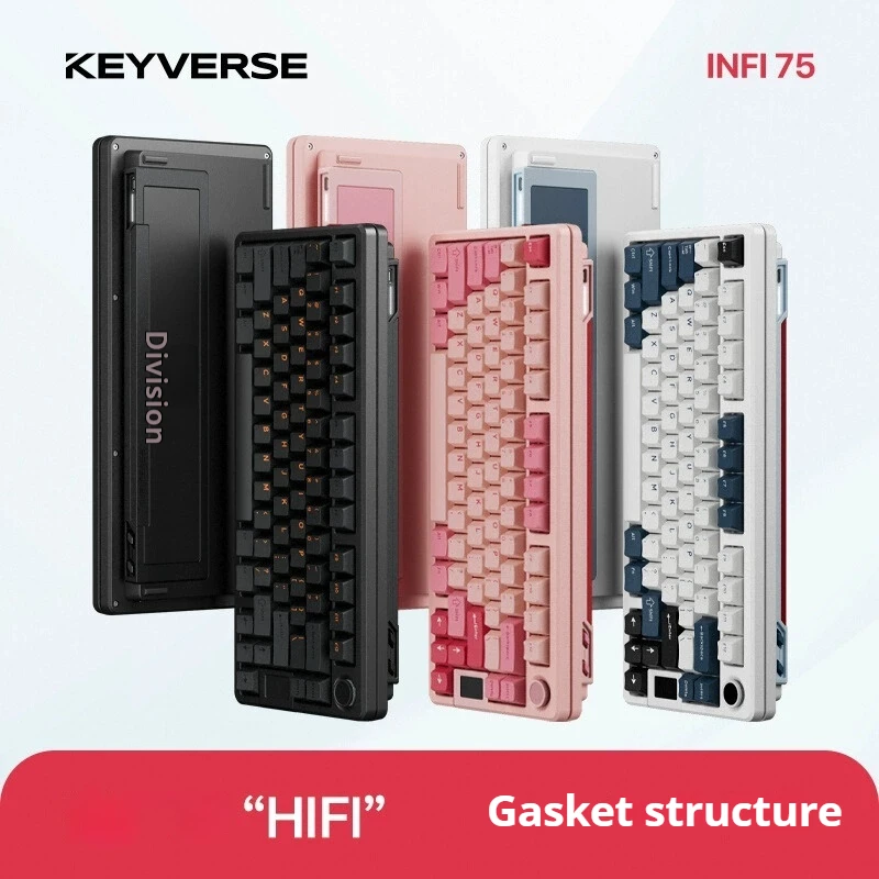 

Беспроводная RGB-клавиатура Keyverse Infi75 — трехрежимная Bluetooth-настраиваемая игровая клавиатура для киберспорта с полной клавишей и горячей заменой