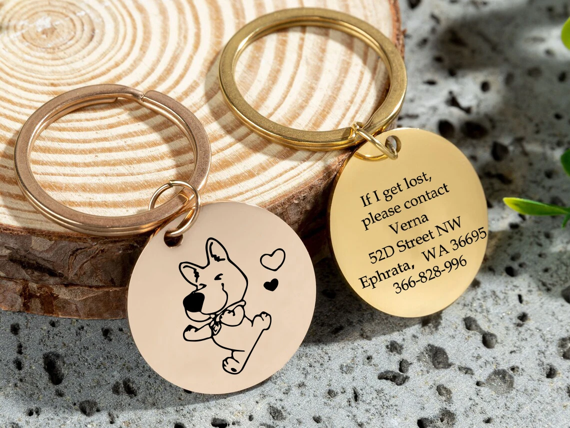 

1 pc cartoon lovely Dog Tag Laser Engraving Tags Pet ID Name Number Address For dog Pets