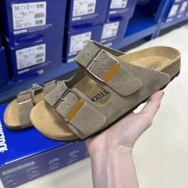 Birkenstock Bk Boken Shoes, Genuine Leather, Fashionable Cork Shoes, Thick