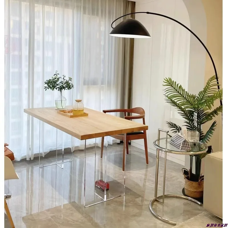 

Ash wood suspended dining table acrylic household simple modern island desk office workbench log large board table
