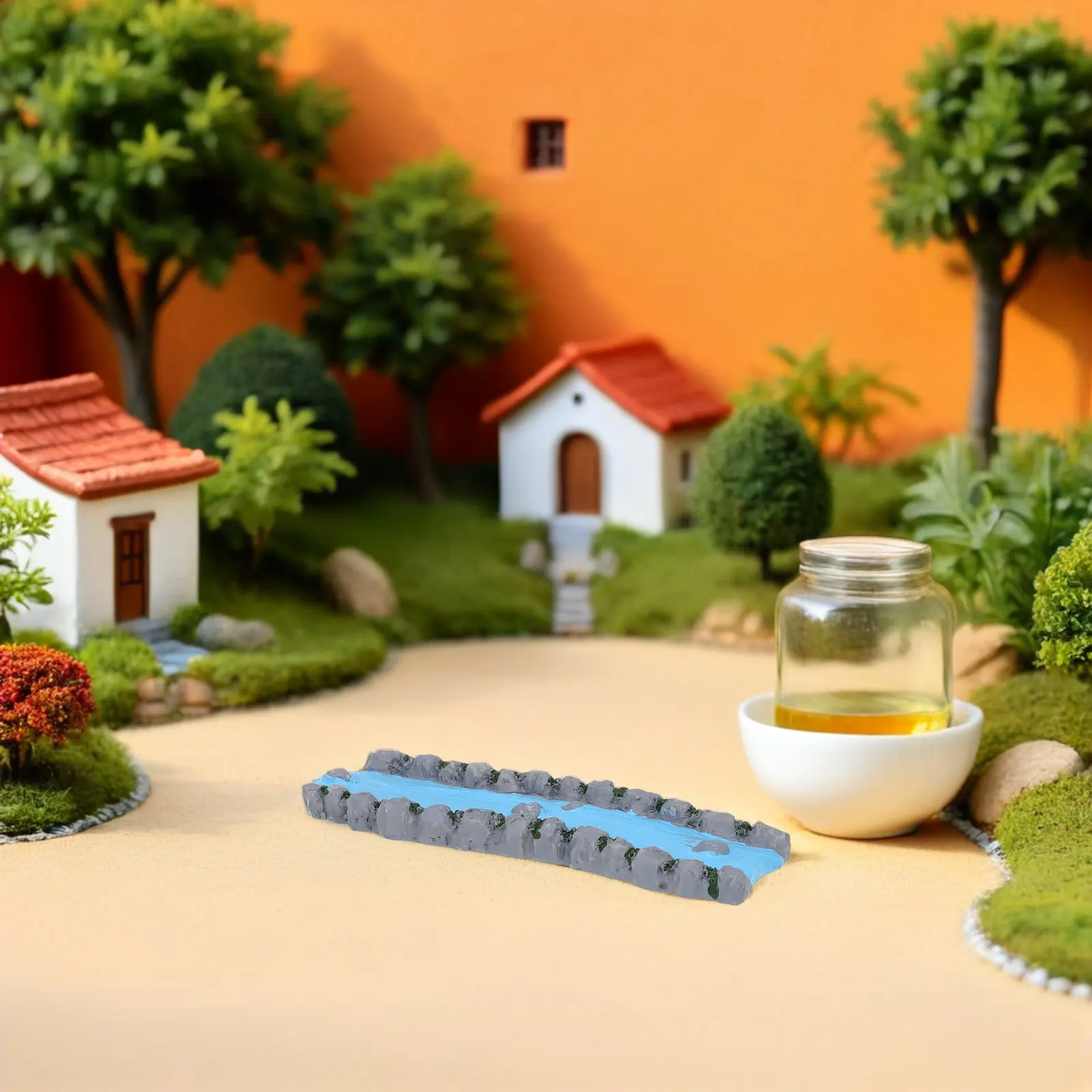 4Pcs Miniature Resin Creek Ornaments Realistic Tiny River Stream Decorations for Fairy Garden Sand Table Micro Landscape
