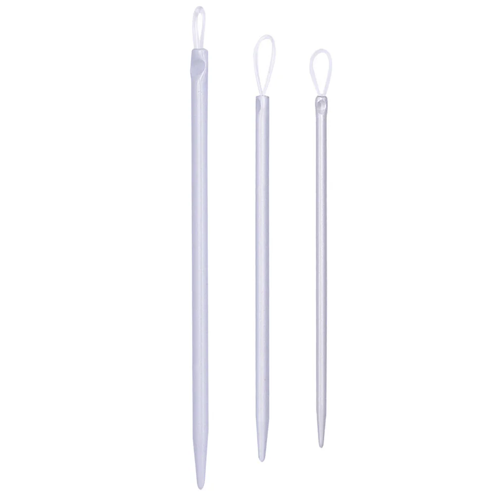 3 Pcs Yarn Threader Knitting Tool Plastic Wool Needle with Loop Needles for Home Threading