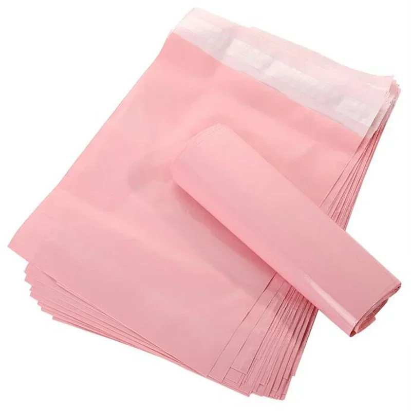 Bolsas de embalaje para mensajería, bolsa gruesa de almacenamiento translúcida, resistente al agua, Material PE, 100 piezas, color rosa