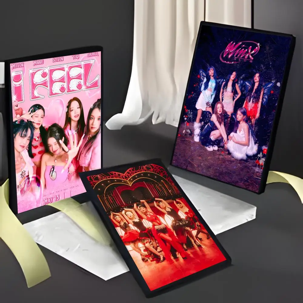 Popular Korean Idol Group i-dle Poster American Film Mural Home Childrens Room Wall Decor Print