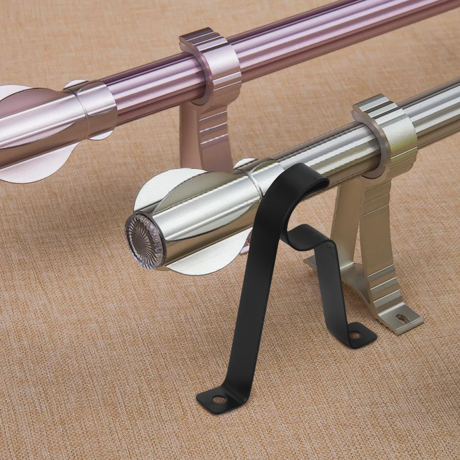 

3Pcs Curtain Rod Brackets Heavy-Duty Iron R Shape Design Sturdy Support for Roman Rods Wall Mount Decorative Hardware Brackets